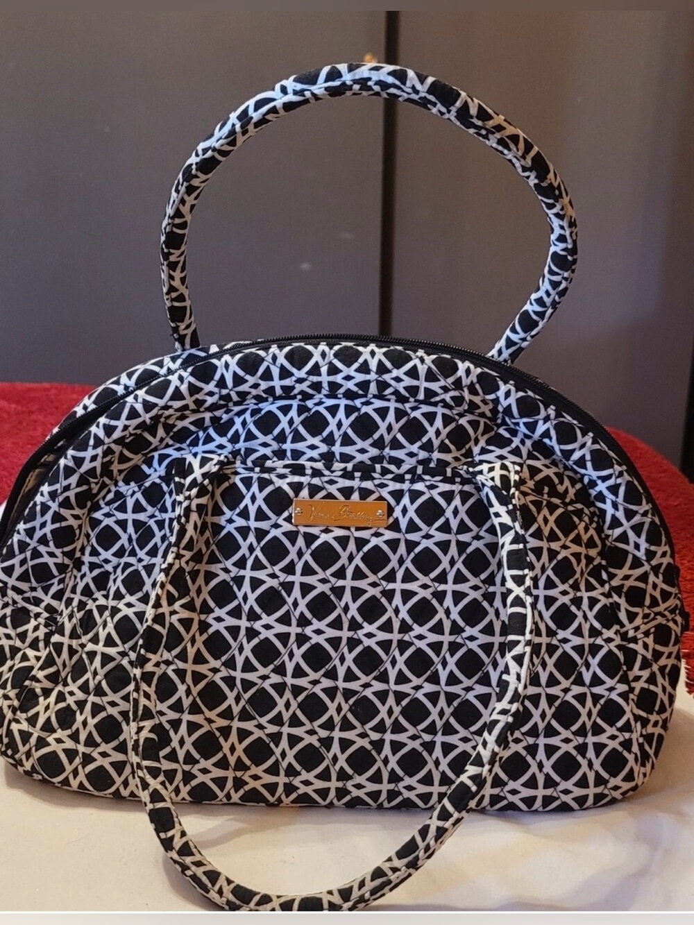 Vera Bradley "Emily" Quilted Satchel Bag in Retired "Fanfare" Pattern
